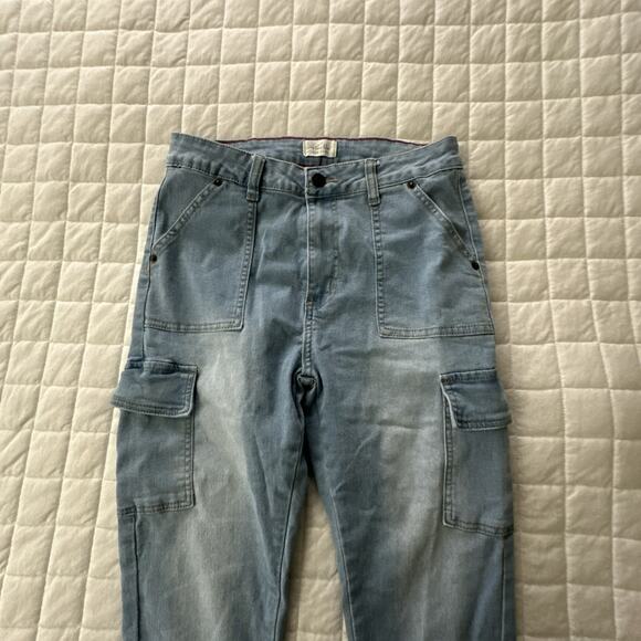 Vince Blue Jeans Womens 7 Cargo Jogger Light Wash Mid Rise Boho Streetwear - Picture 2 of 14